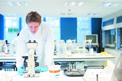 Student working in teaching lab