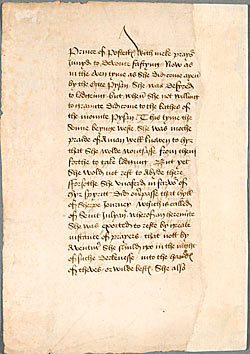Single page fragment from English version of the life of St Zita
