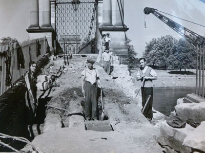 Work on the Victoria Embankment and Wilford Suspension Bridge arches, 1951 (RE/DOP/H/50/27)