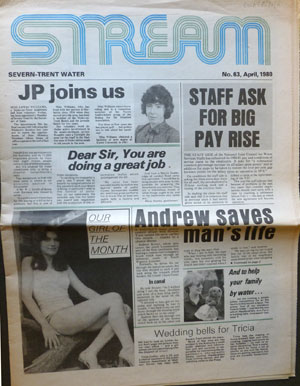 Front cover of 'Stream' newspaper for Severn-Trent and East Worcestershire Waterworks Company employees, April 1980 (RWA/Pr/1/11)