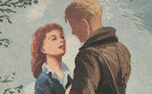 Image from a dust jacket of a Heinemann edition of a DH Lawrence novel
