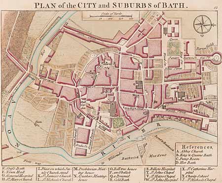 Colour plan of the city of Bath from 1764