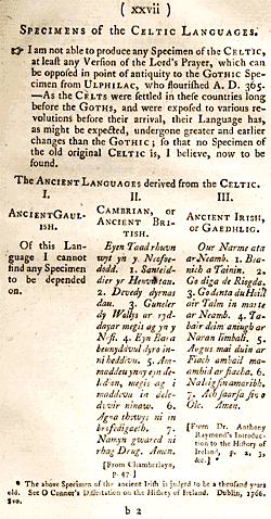 Specimens of the Celtic Languages, with text in Ancient British and Ancient Irish