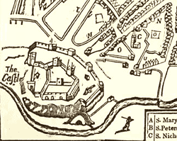 Detail from John Speed's Ancient Map of Nottingham (1610)