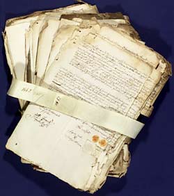 A bundle of marriage bonds from 1662