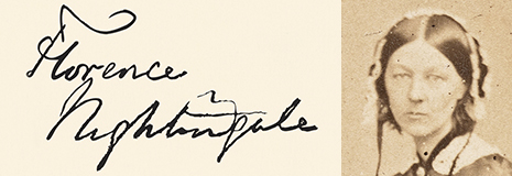 Image of Florence Nightingale and her signature
