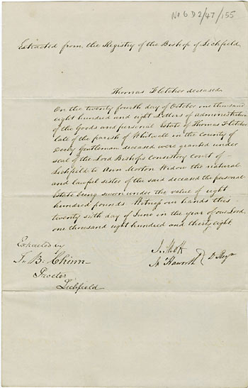 Photo showing deed Ne D 2/47/155