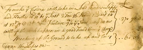 Detail from proposal to make a cistern, 1723 (Pl C 1/389)
