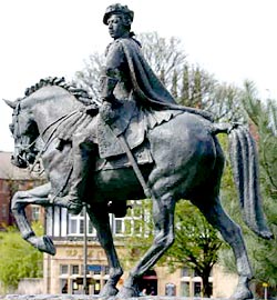 Statue of Bonnie Prince Charlie located at Cathedral Green in Derby