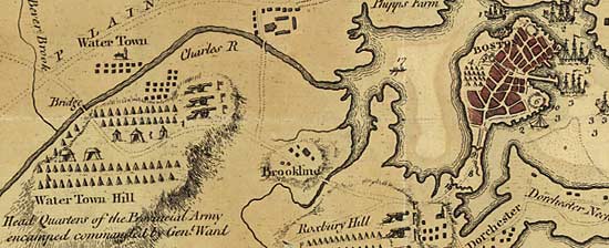 Detail from 'A plan of the town and harbour of Boston