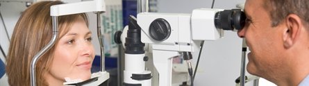 A patient undergoing an eye examination