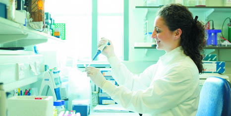 Female student working in a laboratory