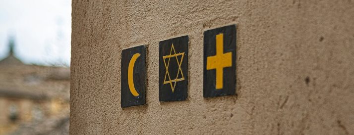 religious symbols on a wall
