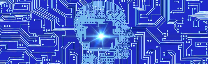 Image of a light blue head outline on a darker blue circuit board