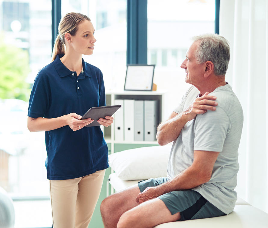 Physiotherapy patient consultation. Credit: Moyo Studio