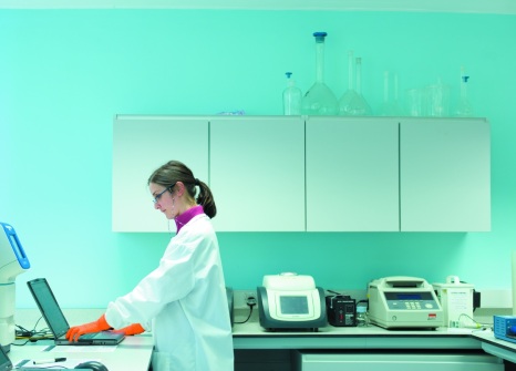 Female postgraduate student working in laboratory