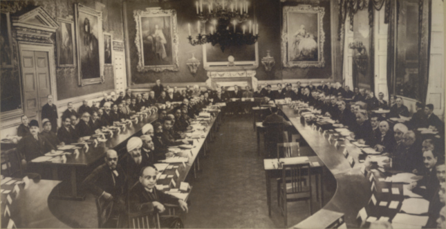 Photograph of delegates at the First Session of the Round Table Conference at St James's Palace, London (November 1930-January 1931)