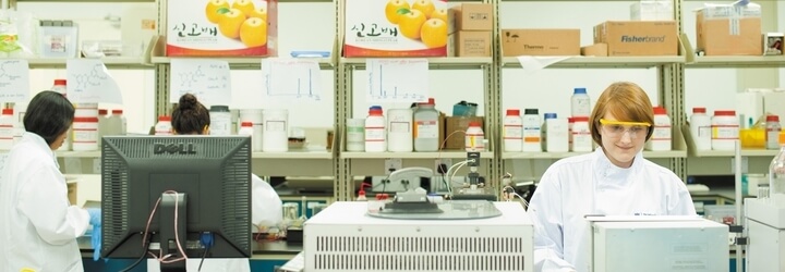 Female researcher working in a Science laboratory, Malaysia Campus