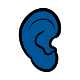 A blue right ear