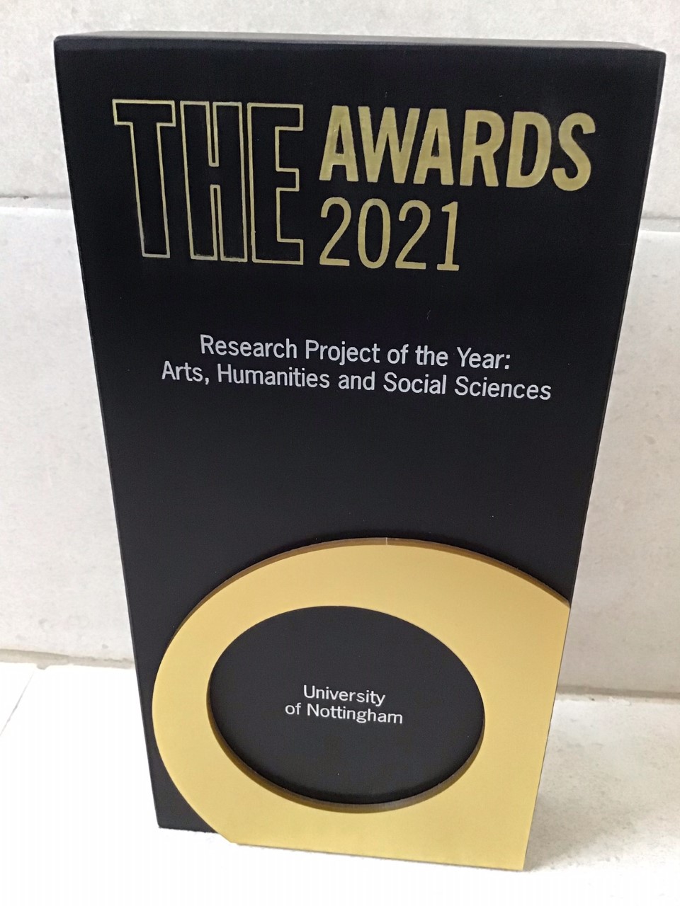 Trophy for winning the Times Higher Education Award 2021