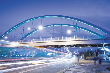 The Ningbo Friendship Bridge between Queen's Medical Centre (QMC) and University Park at night