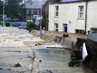 Flooded homes in Talybont, Wales, June 2012 (c) Henry Lamb