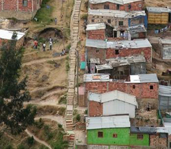 landslide zone in the informal settlements of Bogota