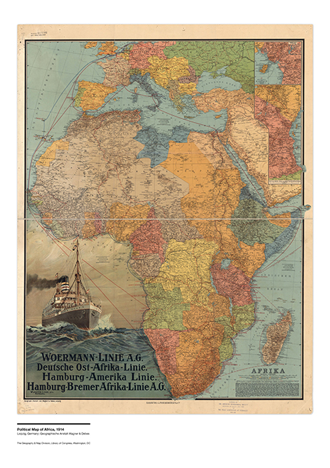 Political Map of Africa, 1914