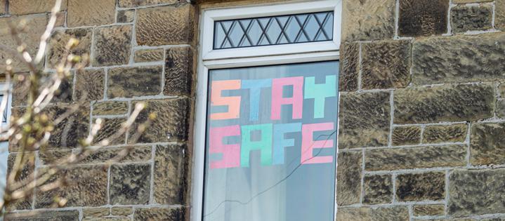 Stay safe message in a window