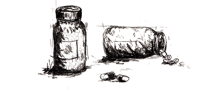 Sketch of pill bottles