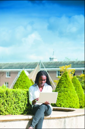 Student working on a laptop