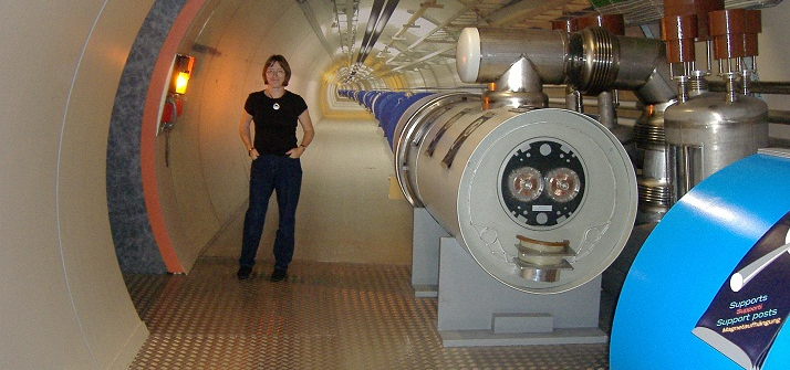 Brigitte Nerlich stood next to the Large Hadron Collider