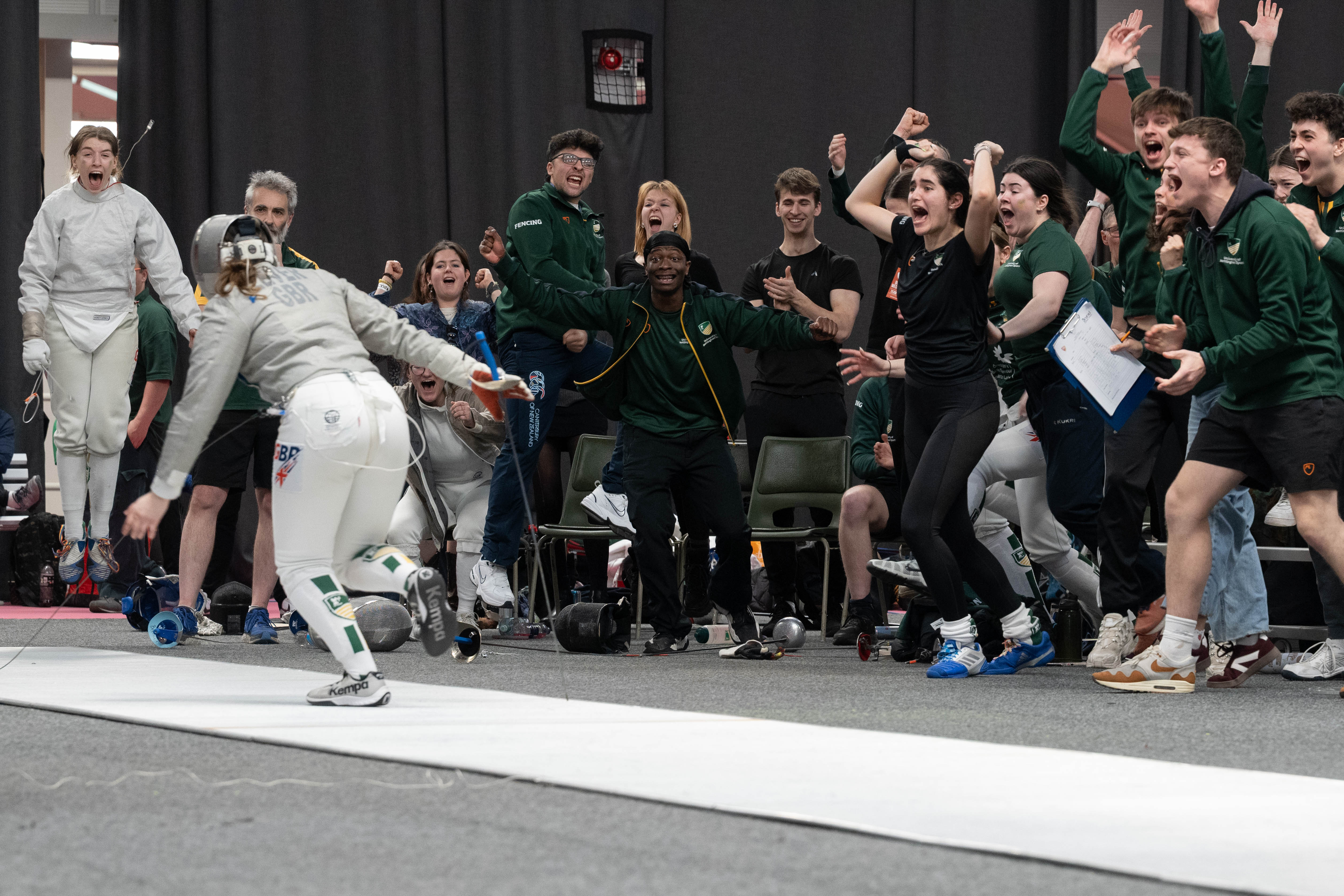 Women's Fencing celebrate their 2025 Championship win