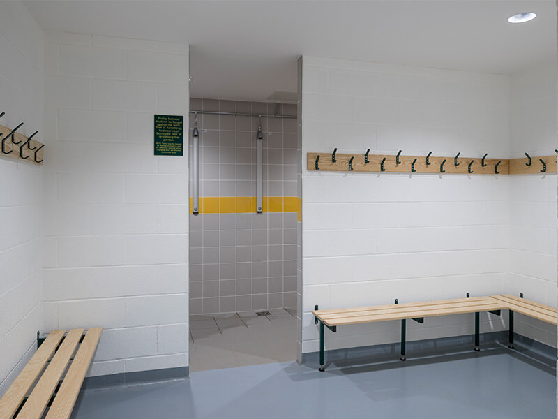 A changing room at Riverside Sports Complex