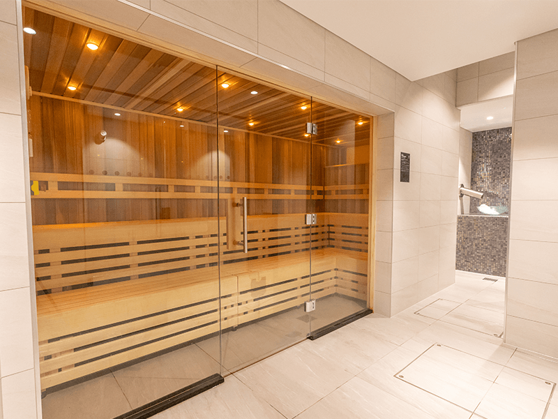 Finnish sauna in the Health and Wellbeing Suite at David Ross Sports Village