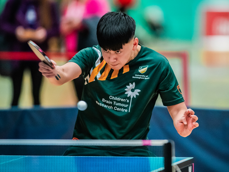 University of Nottingham Table Tennis player in action