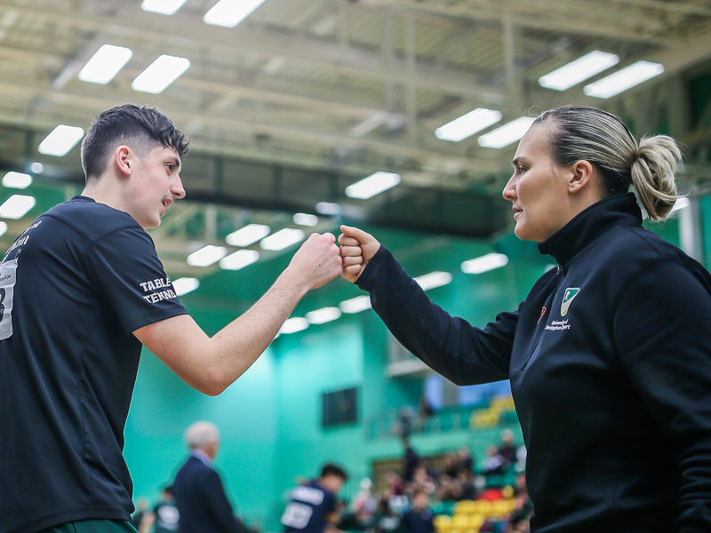 University of Nottingham Table Tennis player and coach fist bump