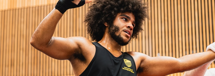 University of Nottingham athlete at the 2026 BUCS Boxing Championships