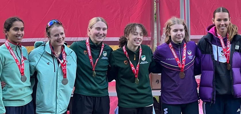 University of Nottingham Cycling Club athletes receive their medals at the 2025 BUCS Hill Climb Championships