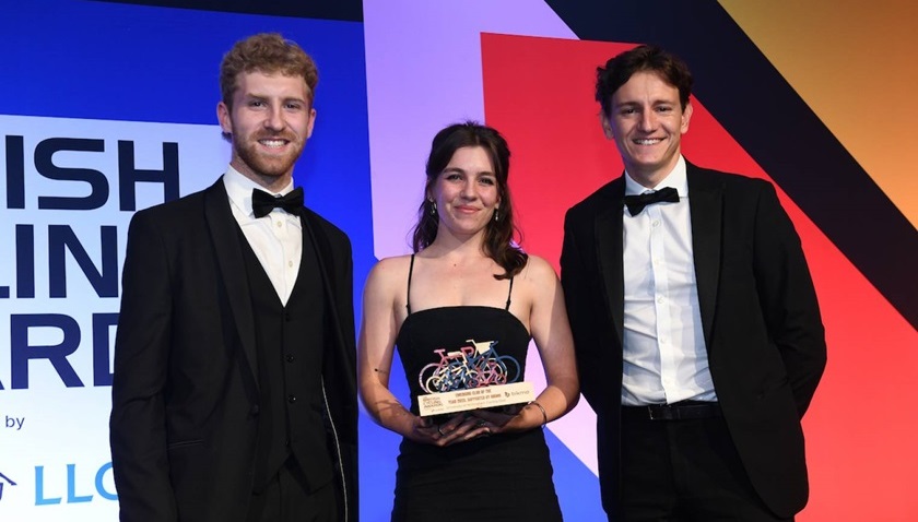 University of Nottingham receiving their award at the 2025 British Cycling Awards