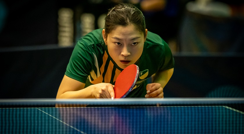 University of Nottingham athlete Jiaqi Meng competing at the 2025 BUCS Individual Table Tennis Championships