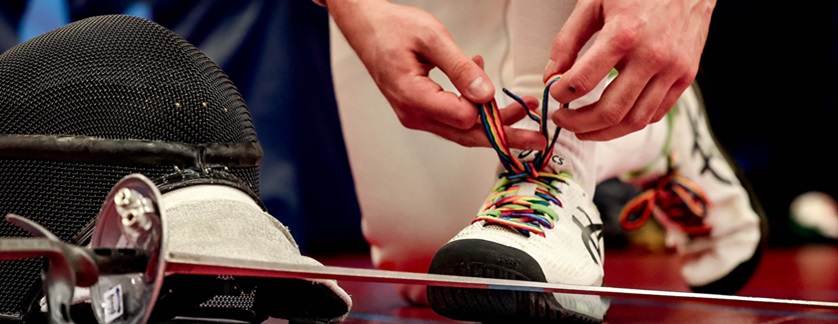 Fencer ties up Rainbow Laces