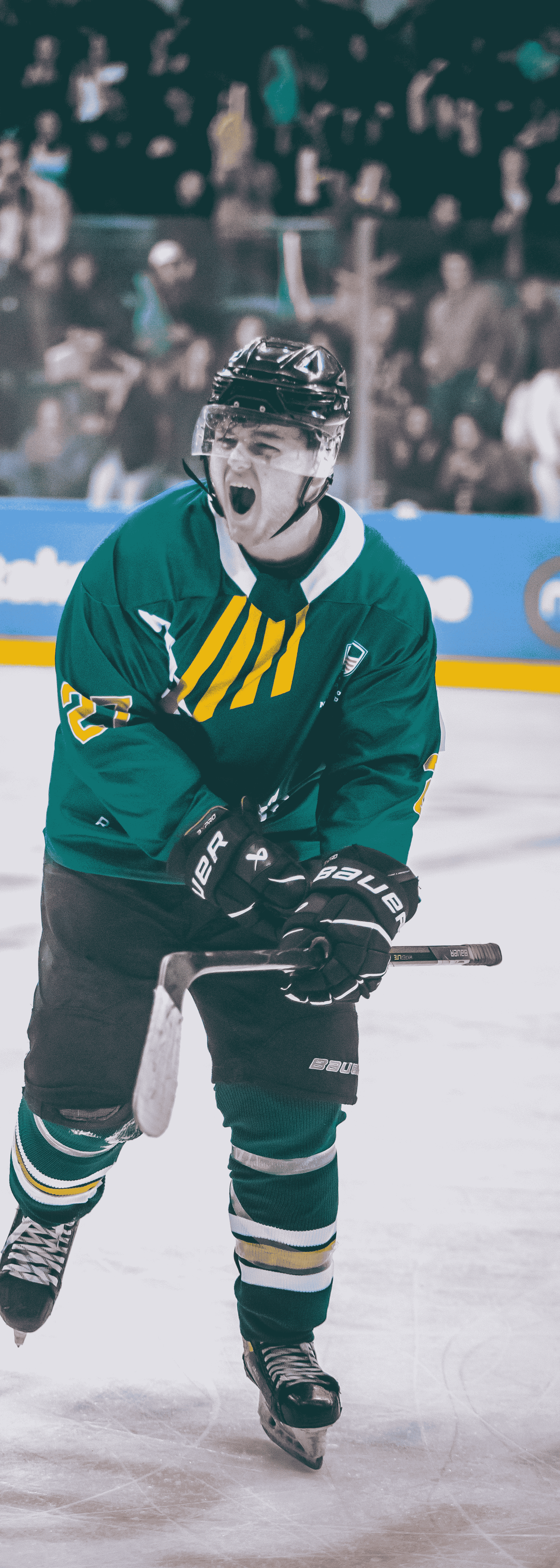 Hockey game player screaming