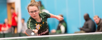 Maria Tsapsinos playing Table Tennis for the University of Nottingham