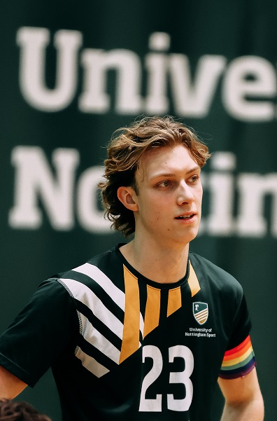 Volleyball captain in rainbow armband