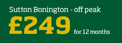 Sutton Bonington - off peak - £249 for 12 months