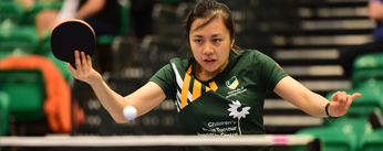 Tin-Tin Ho playing table tennis for the University of Nottingham