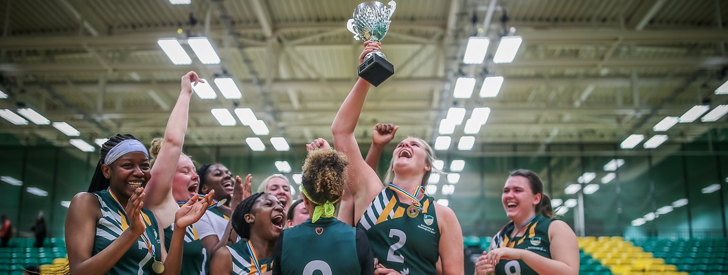 UoN Women's Basketball lift the Varsity Trophy