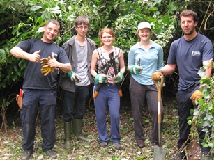 Conservation Society students volunteering with University Grounds team