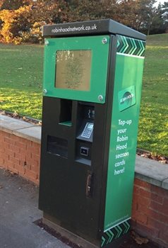 Robin Hood ticket machine on East Drive, University Park